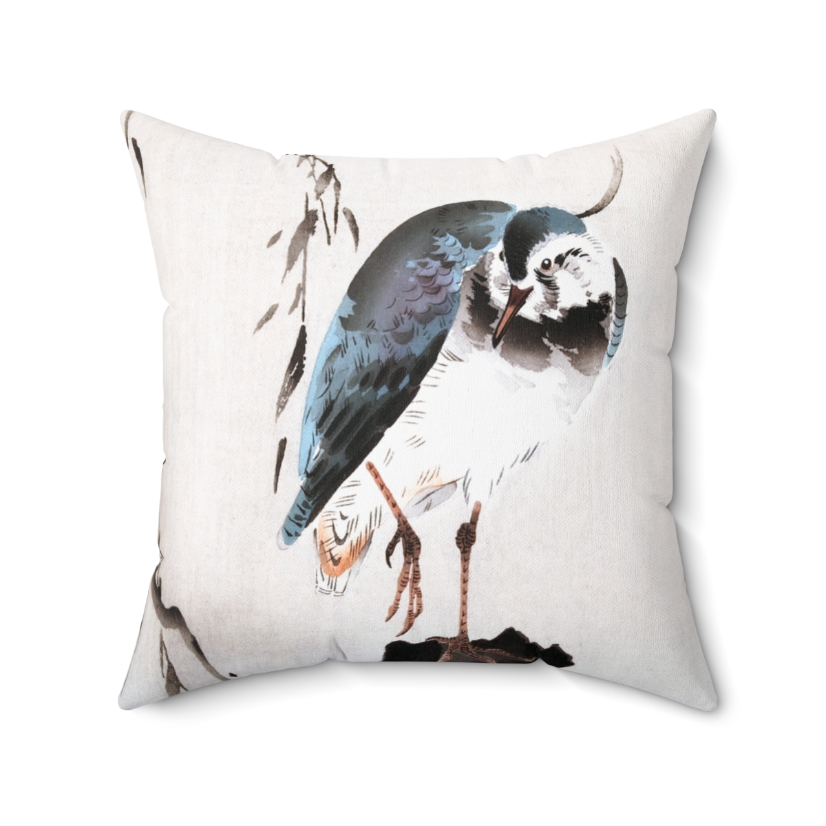 Ohara Koson Lapwing On Tree Stump. Square Pillow J12-10 - Image 2