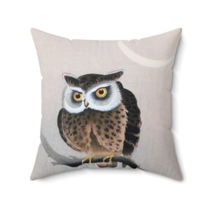 Ohara Koson Owl & New Moon. Square Pillow J12-40