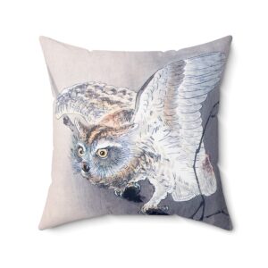 Ohara Koson Owl On Branch. Square Pillow J12-22