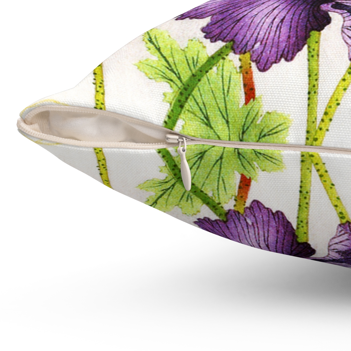 Ohara Koson Purple Anemones. Square Pillow J12-28 - Image 3