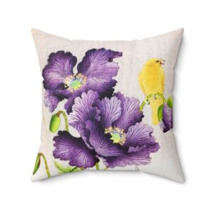Ohara Koson Purple Anemones. Square Pillow J12-28