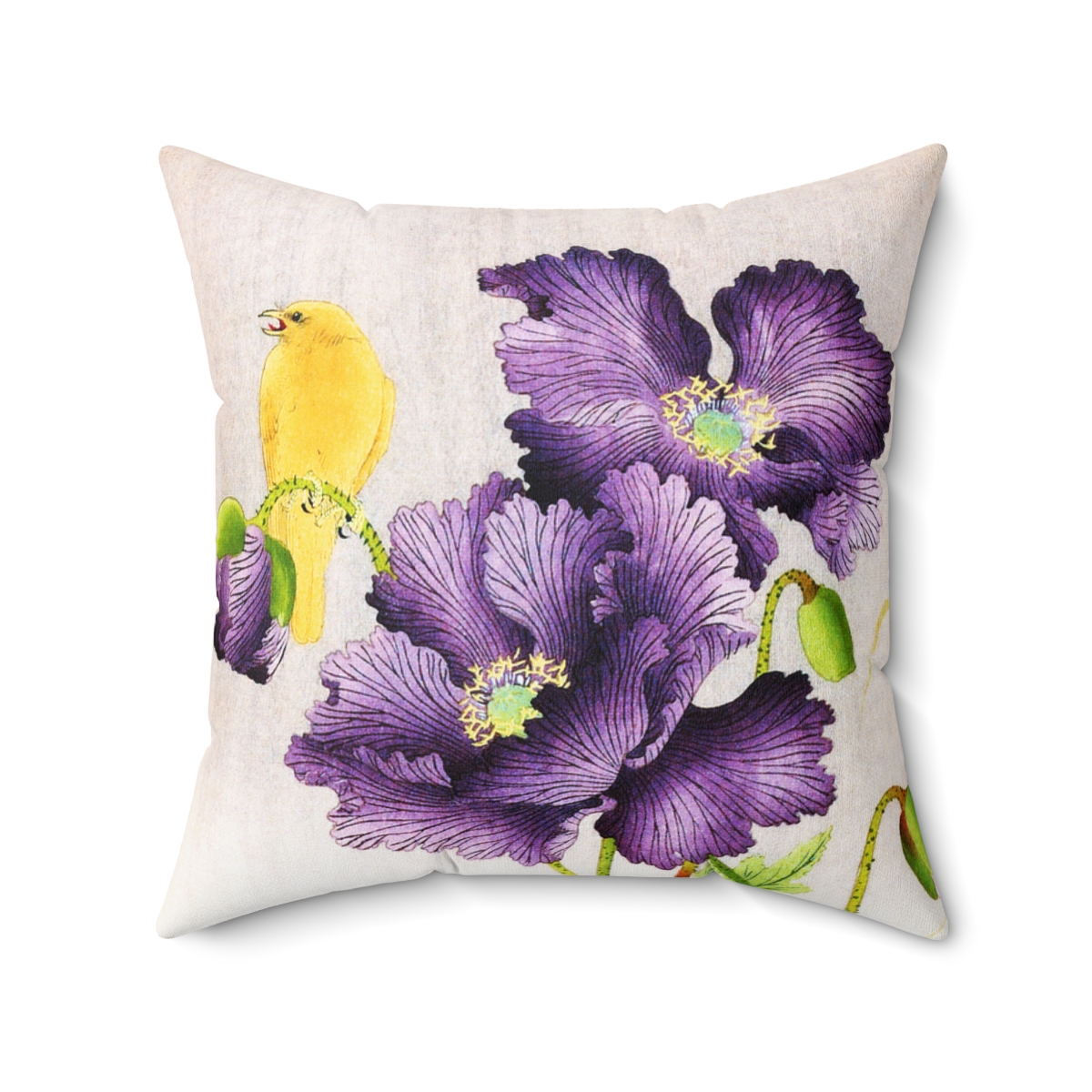 Ohara Koson Purple Anemones. Square Pillow J12-28 - Image 2