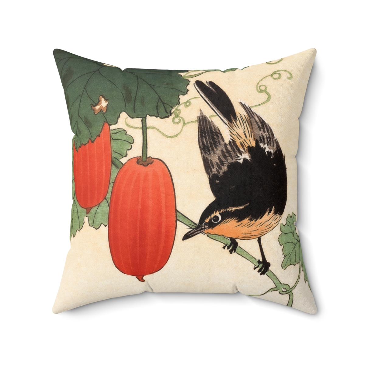 Ohara Koson Songbird & Fruits. Square Pillow J12-29