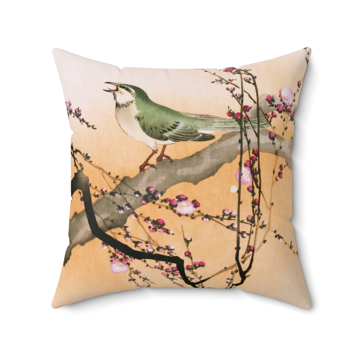 Ohara Koson Songbird On Blossom Branch. Square Pillow J12-15 - Image 2