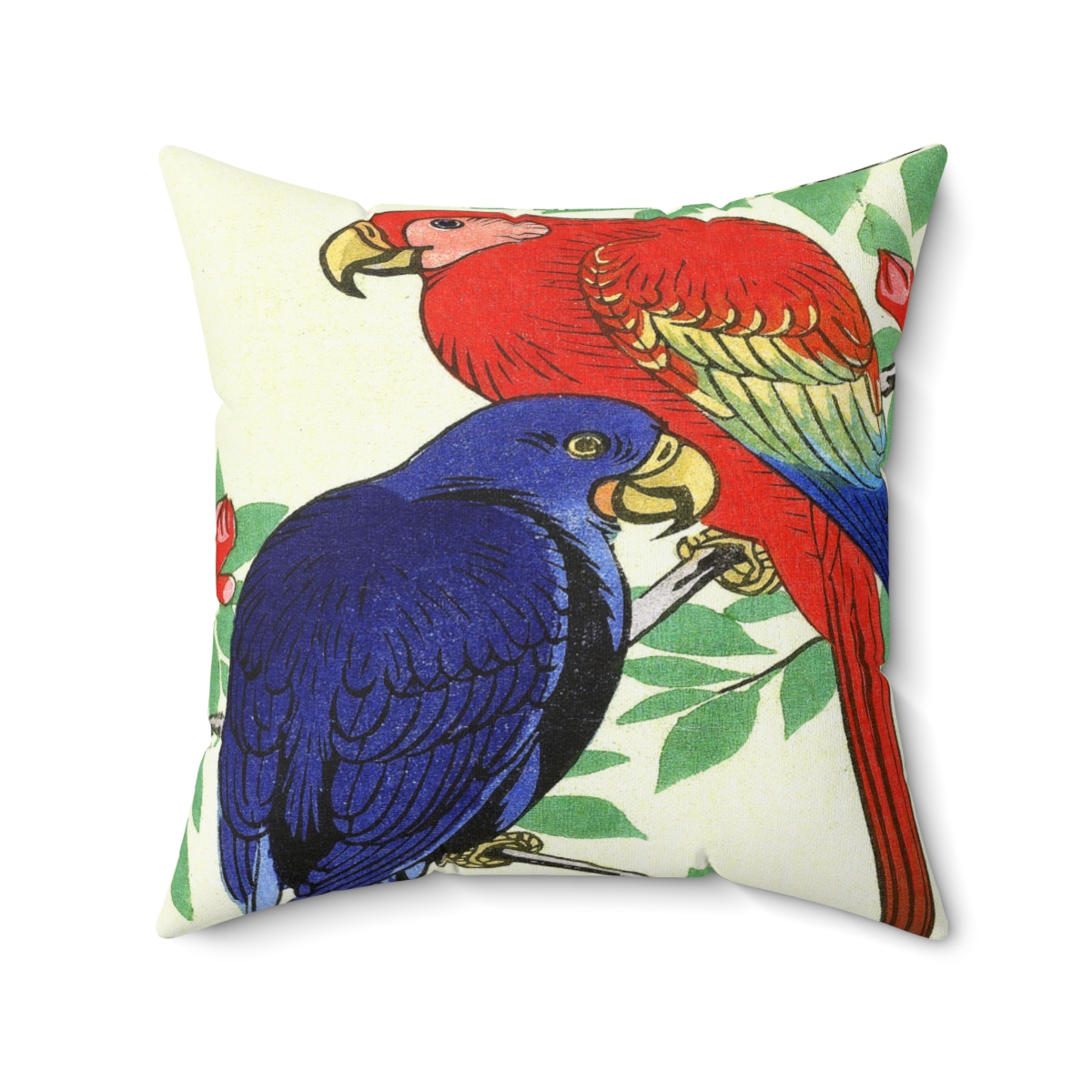 Ohara Koson Two Parrots. Square Pillow J12-82