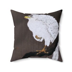 Ohara Koson White Eagle On Branch. Square Pillow J12-47