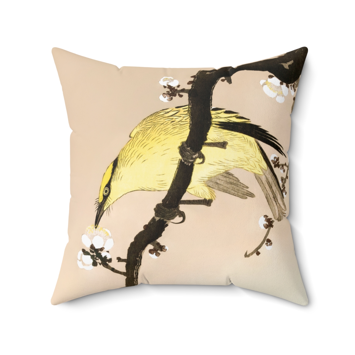 Ohara Koson Yellow Oriole On Branch. Square Pillow J12-4 - Image 2