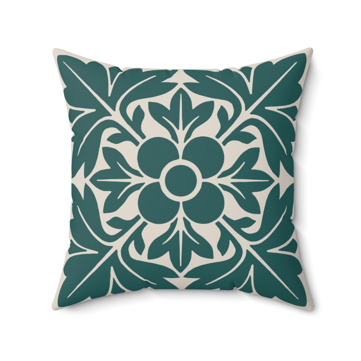 Petals & Leaves Pattern In Green. Square Pillow, 74156-6d - Image 2