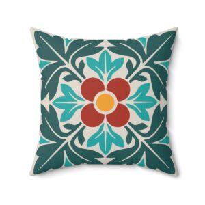Petals & Leaves Pattern in Multicolor. Square Pillow, 74156-6b