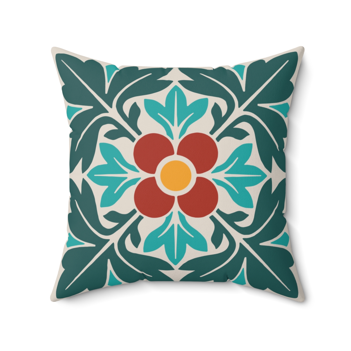 Petals & Leaves Pattern in Multicolor. Square Pillow, 74156-6b - Image 2