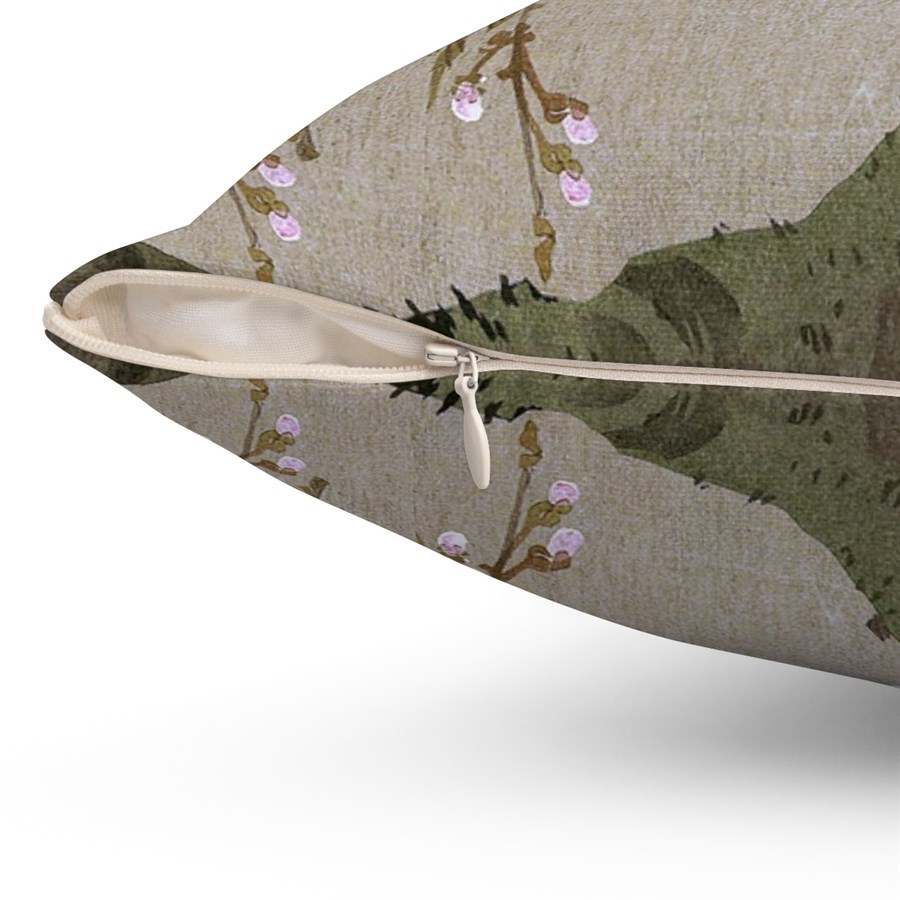 Ohara Koson Pheasants on Cherry Blossom Branch. Square Pillow J12-37 - Image 3