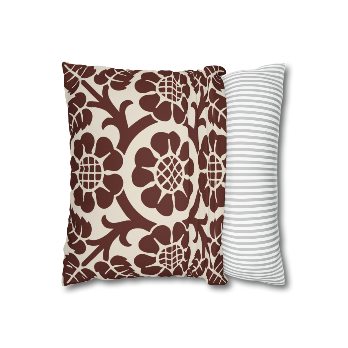 Blossoms & Leaves Pattern in Brown - Pillow Case