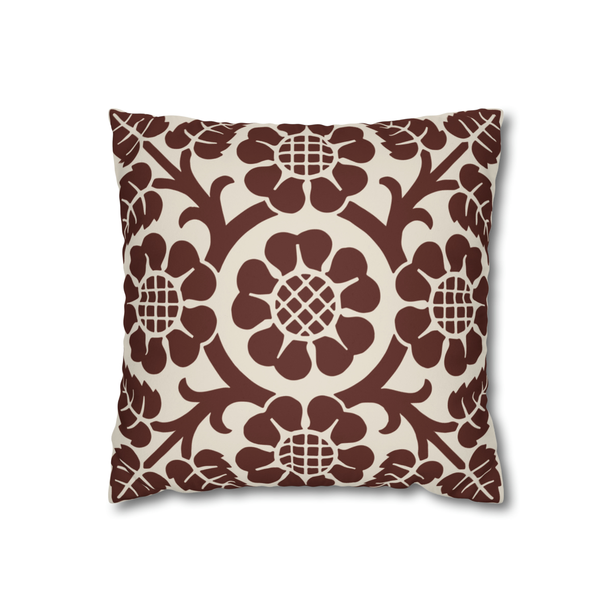 Blossoms & Leaves Pattern in Brown - Pillow Case - Image 2