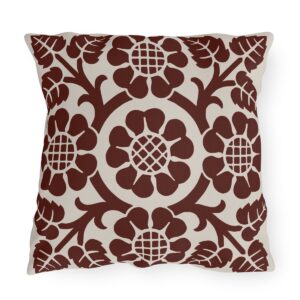 Blossoms & Leaves Pattern in Brown - Outdoor Pillow