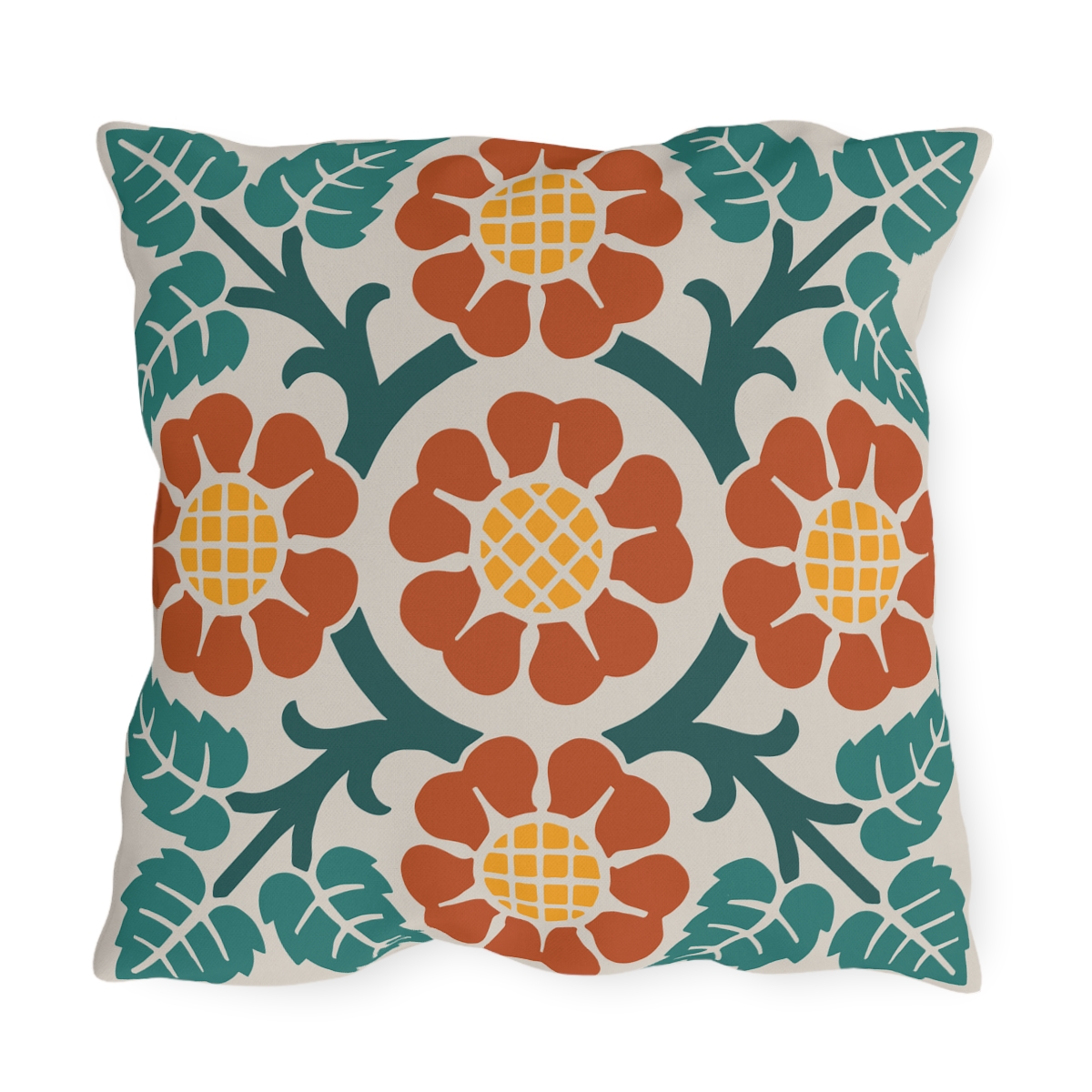 Blossoms & Leaves Pattern in Multicolor - Outdoor Pillow - Image 3
