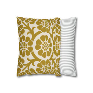 Blossoms & Leaves Pattern in Mustard Yellow - Pillow Case