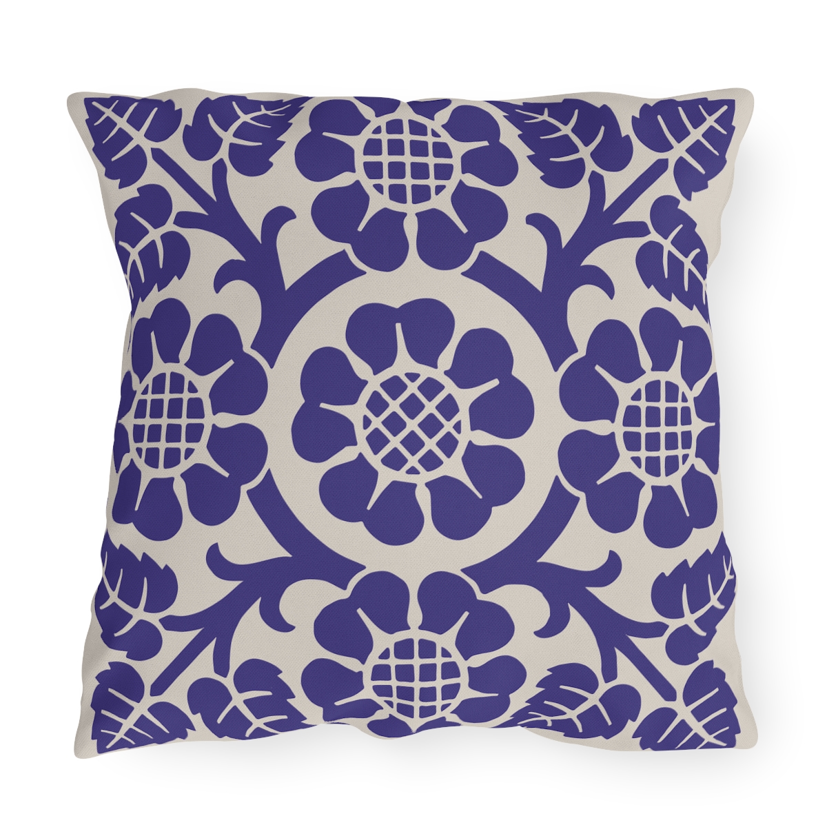 Blossoms & Leaves Pattern in Purple - Outdoor Pillow