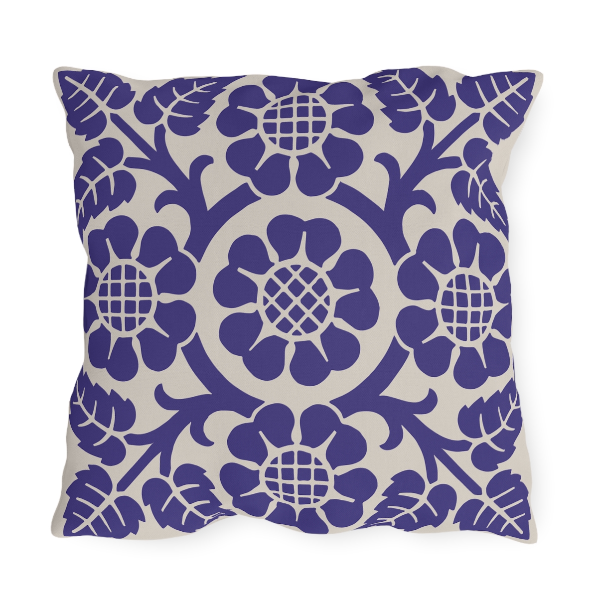 Blossoms & Leaves Pattern in Purple - Outdoor Pillow - Image 3
