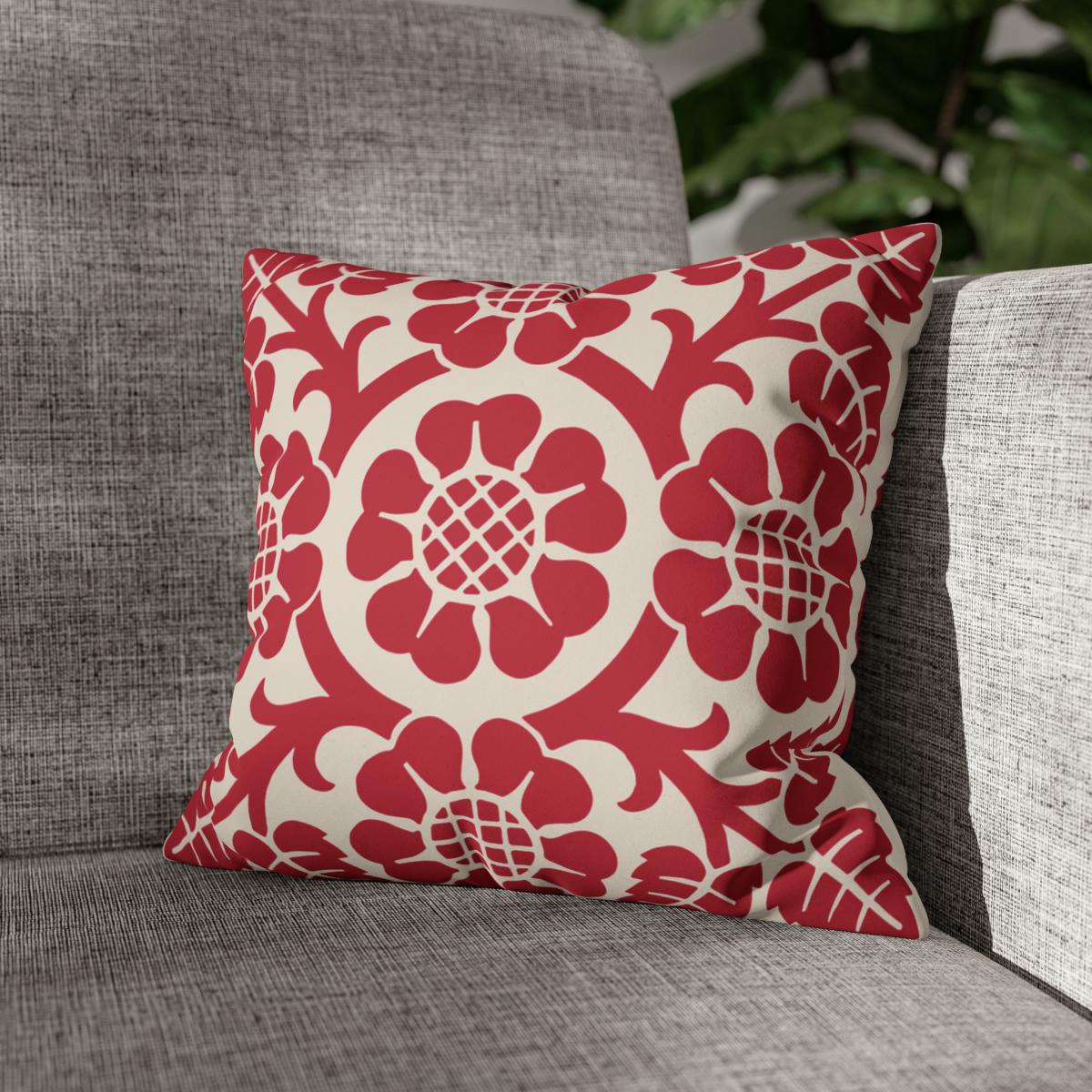 Blossoms & Leaves Pattern in Red - Pillow Case - Image 4
