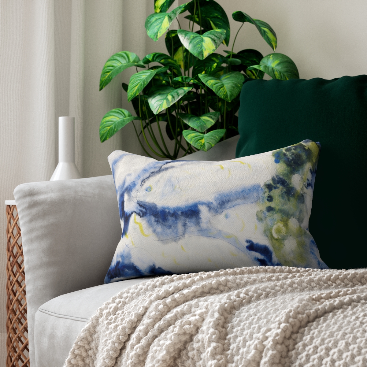 Blue Fish Lumbar Pillow  S3-3 - Image 5