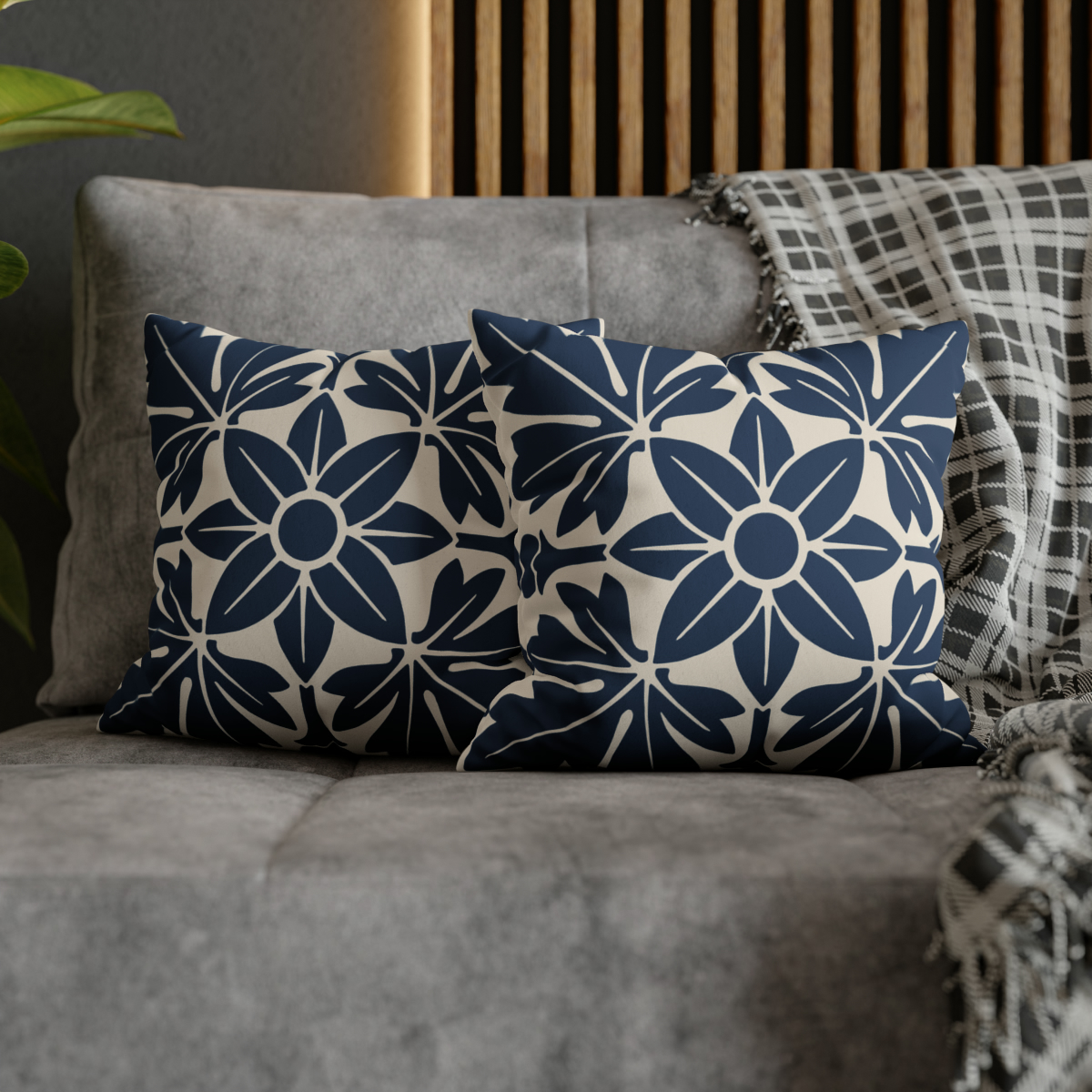 Floral Pattern In Blue.  Pillow Case  74156-1c - Image 5