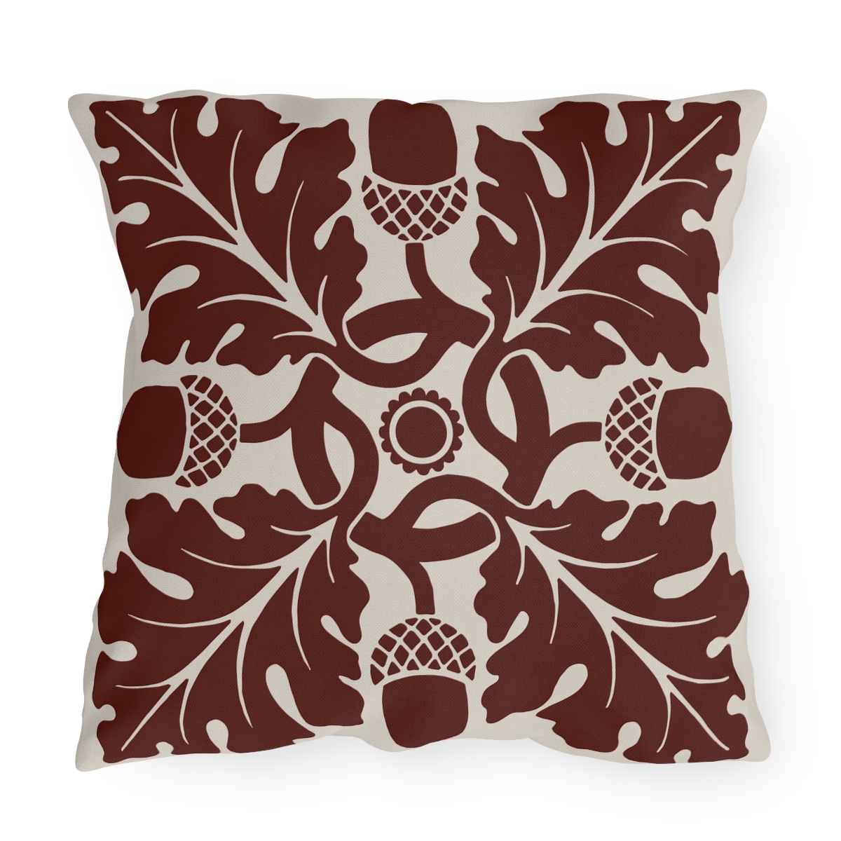 Flower & Foliage Pattern In Brown - Outdoor Pillow