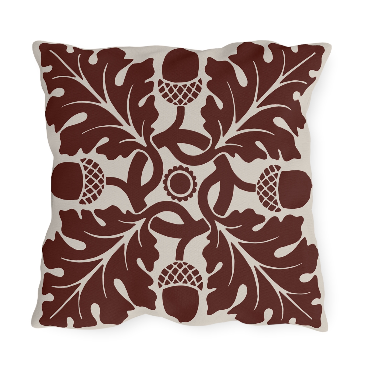 Flower & Foliage Pattern In Brown - Outdoor Pillow - Image 3