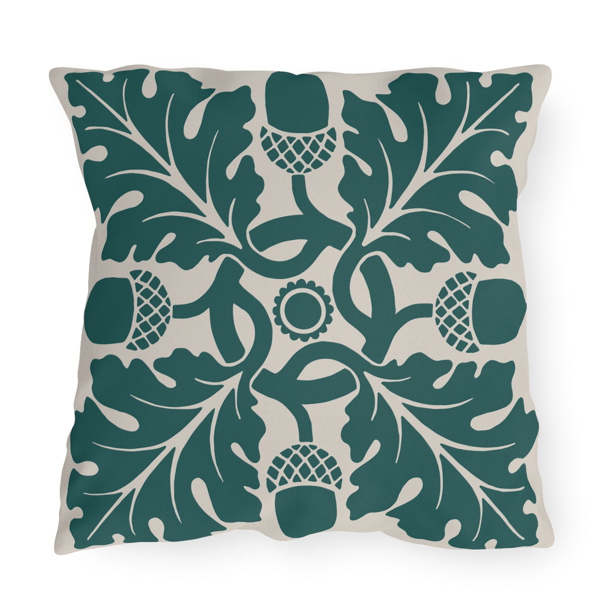 Flower & Foliage Pattern In Green - Outdoor Pillow