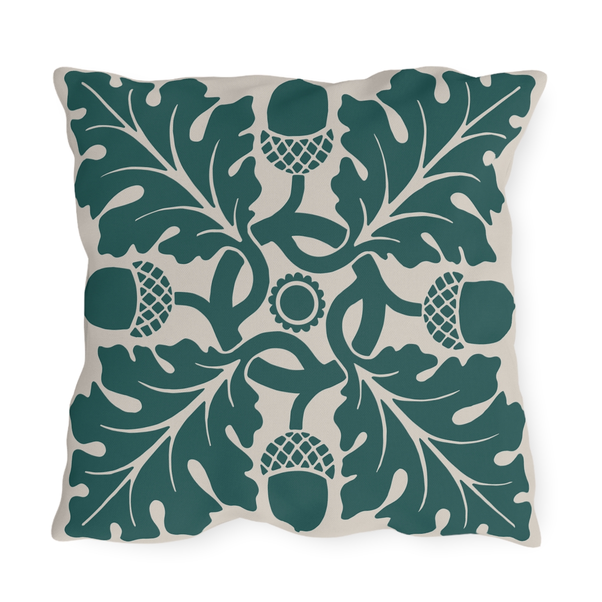 Flower & Foliage Pattern In Green - Outdoor Pillow - Image 3