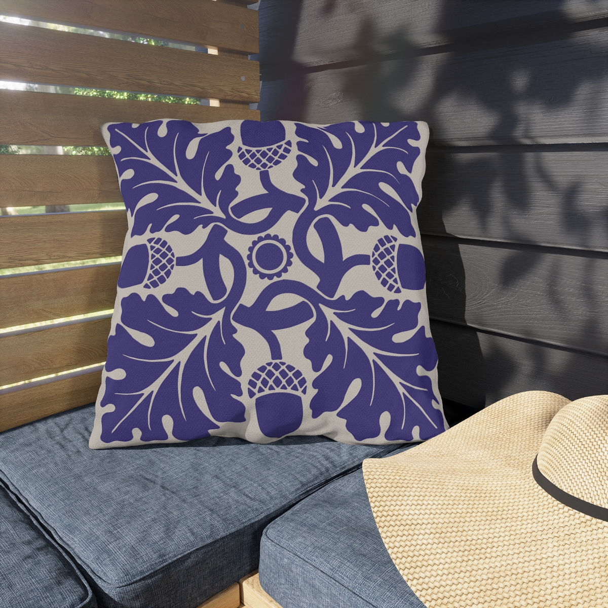 Flower & Foliage Pattern In Purple - Outdoor Pillow - Image 2