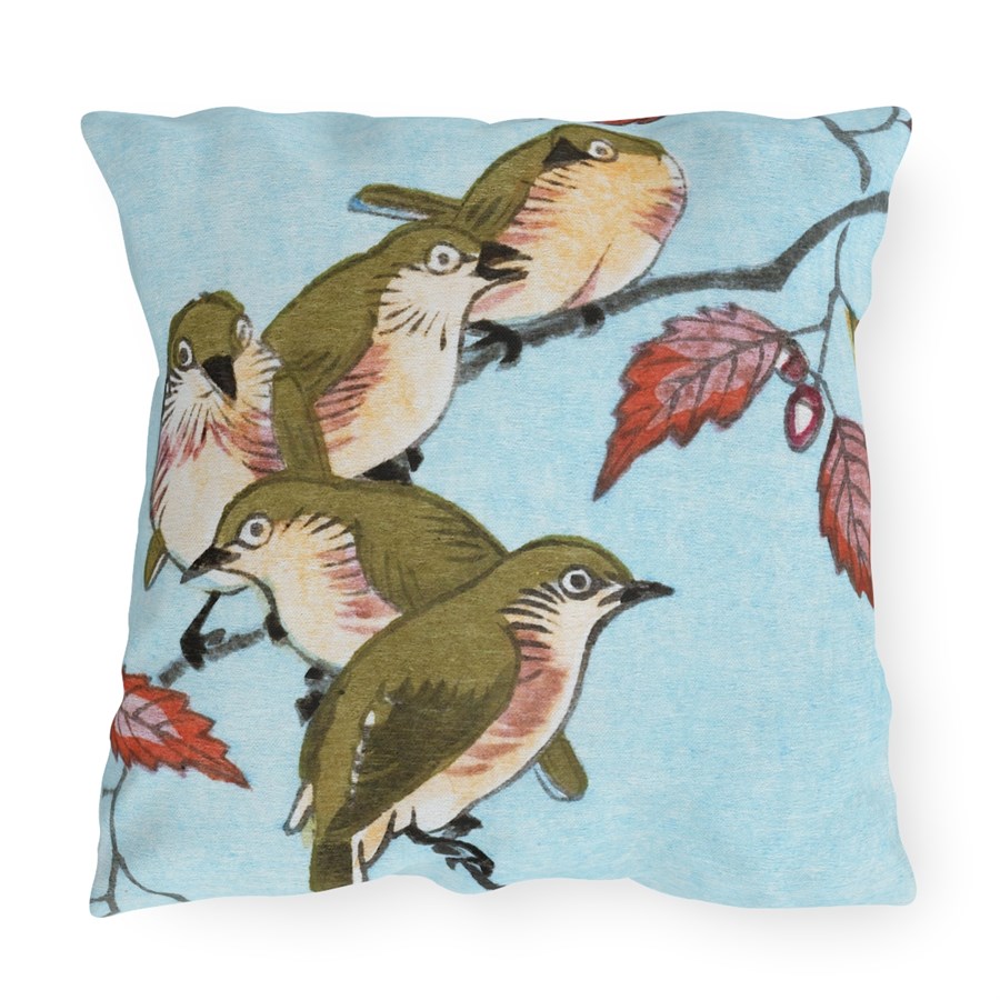 Ohara Koson Birds On Branch. Outdoor Pillow J12-18