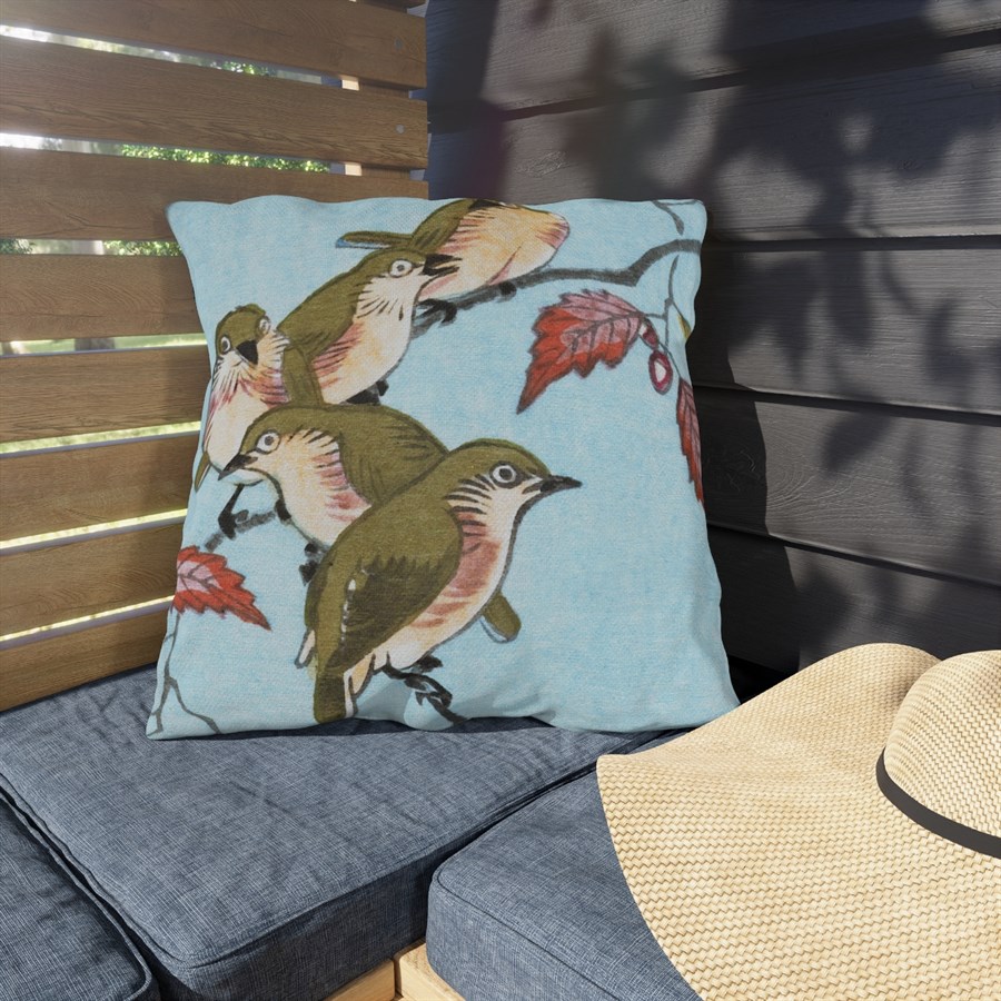 Ohara Koson Birds On Branch. Outdoor Pillow J12-18 - Image 3