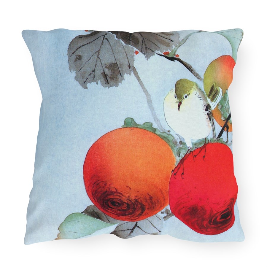 Ohara Koson Birds & Persimmons. Outdoor Pillow J12-21