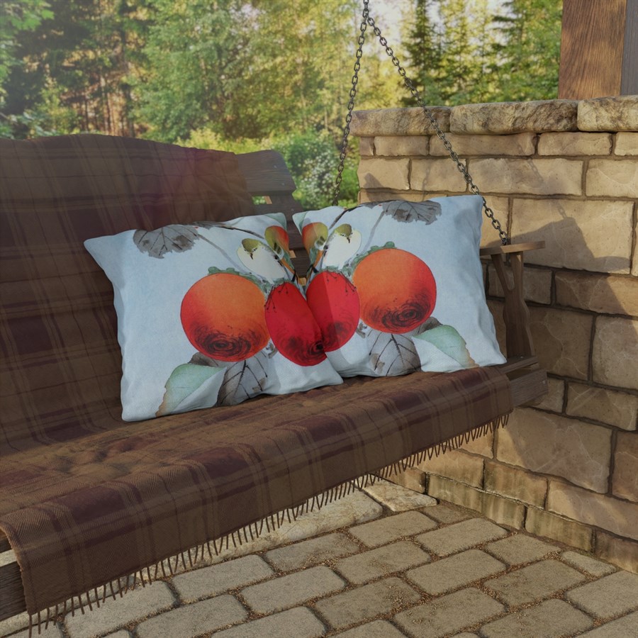 Ohara Koson Birds & Persimmons. Outdoor Pillow J12-21 - Image 4