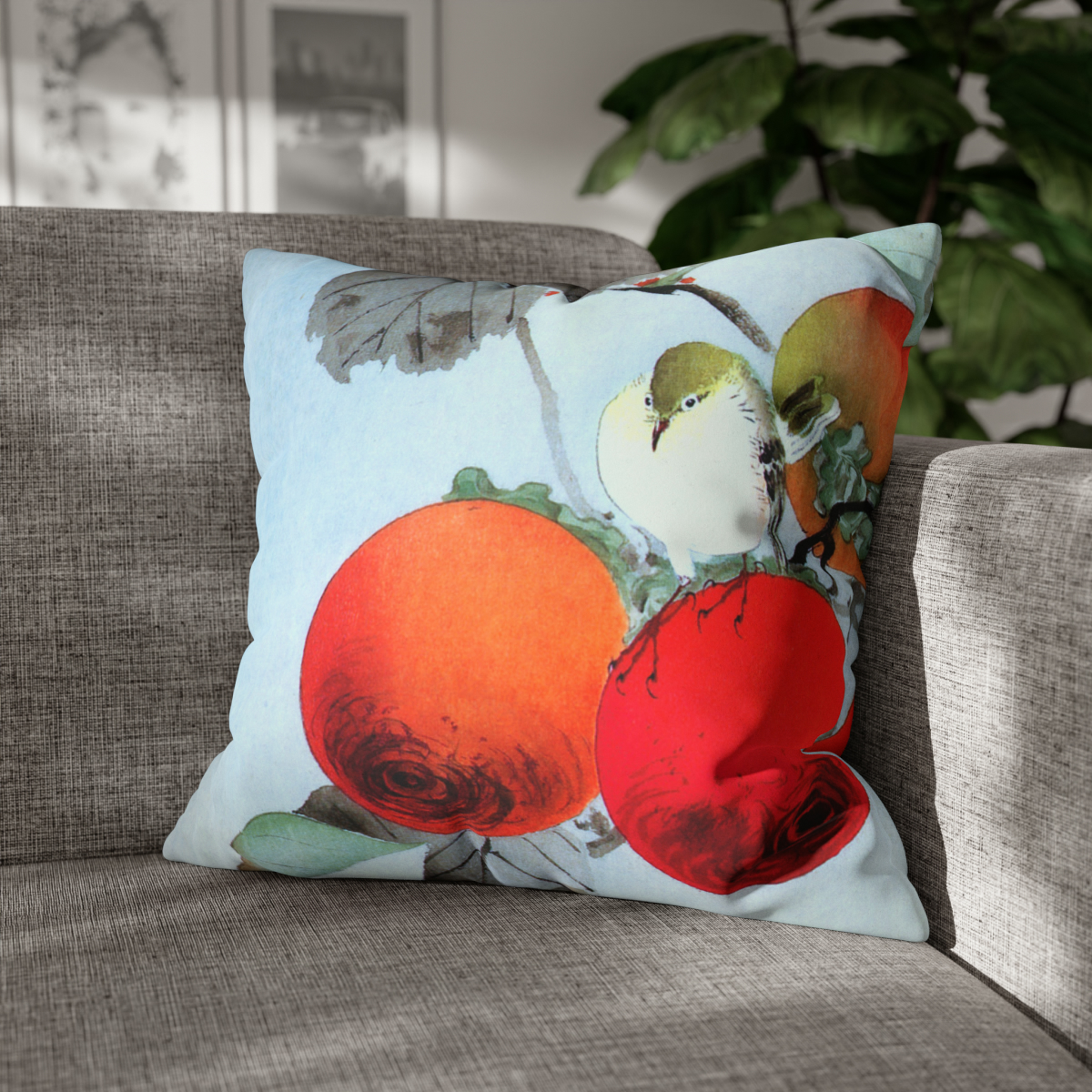 Ohara Koson Birds & Persimmons - Pillow Case - Image 4