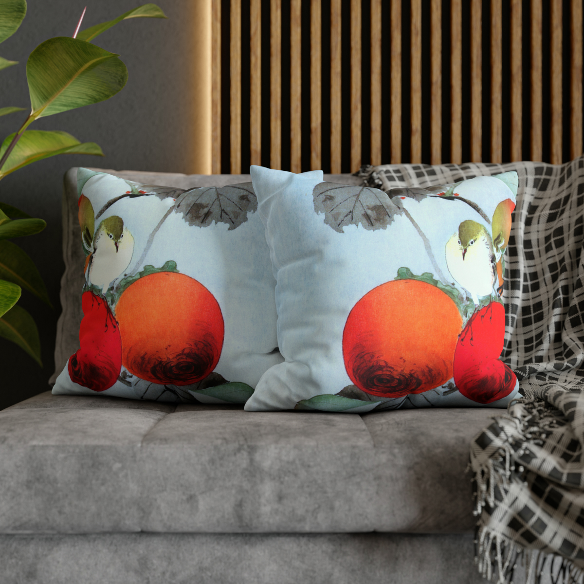 Ohara Koson Birds & Persimmons - Pillow Case - Image 5