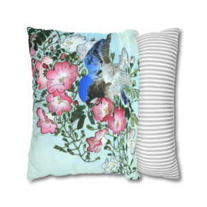 Ohara Koson Blue Bird On Flowery Branch - Pillow Case