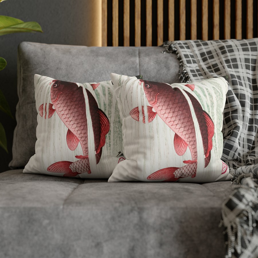 Ohara Koson Japanese Woodblock Art Carp Leaping Pillow Case - Image 5
