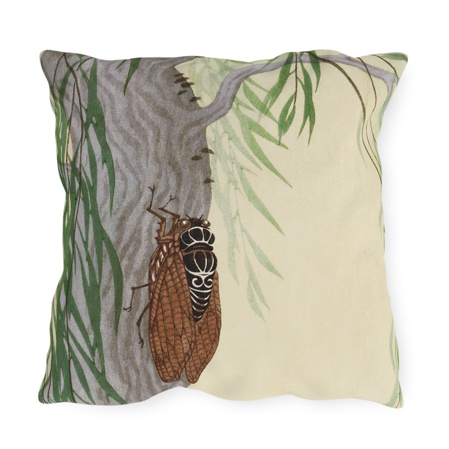 Ohara Koson Cicada On Tree. Outdoor Pillow J12-75 - Image 2