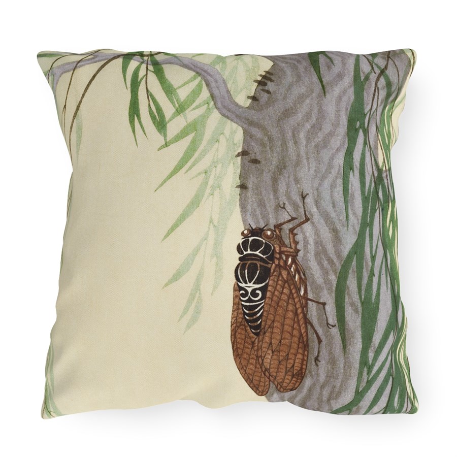 Ohara Koson Cicada On Tree. Outdoor Pillow J12-75