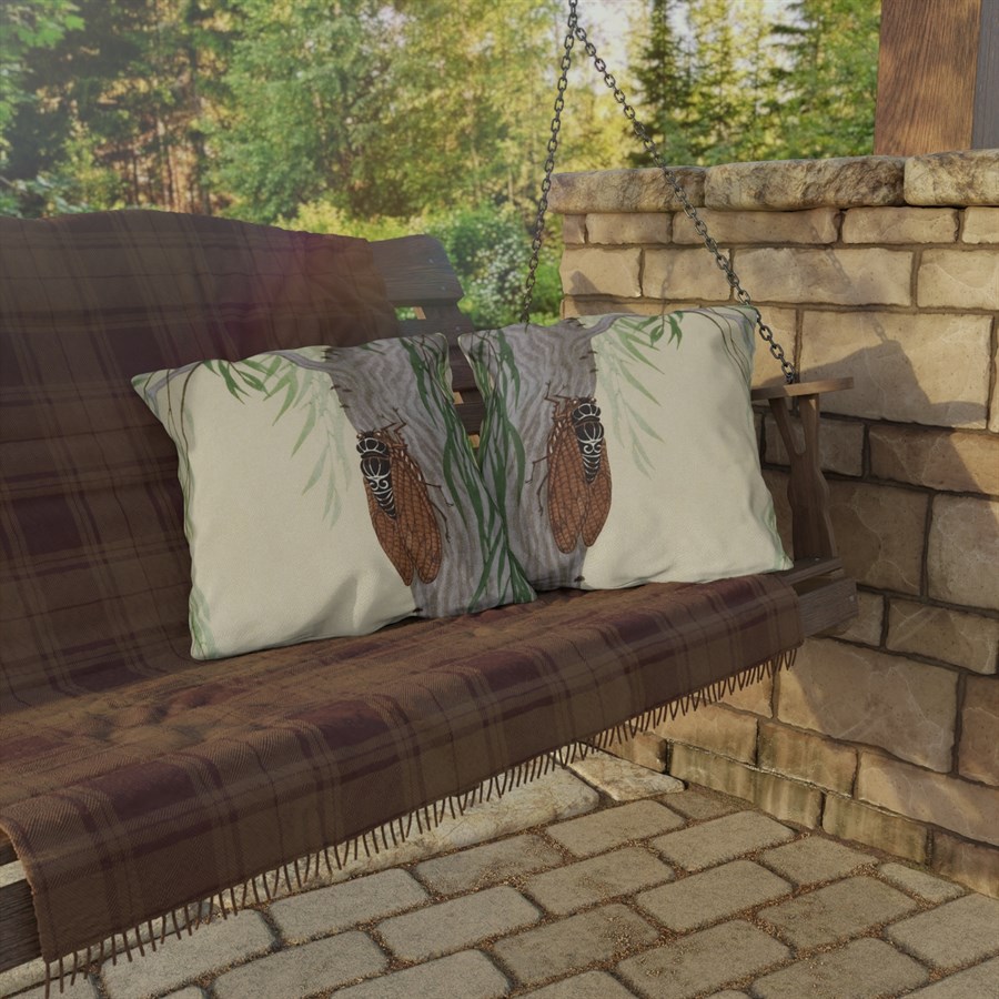 Ohara Koson Cicada On Tree. Outdoor Pillow J12-75 - Image 4