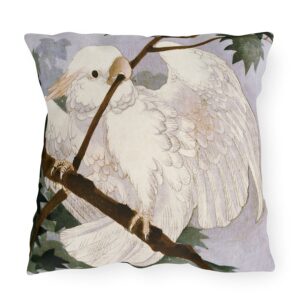 Ohara Koson Cockatoo On Branch. Outdoor Pillow J12-84