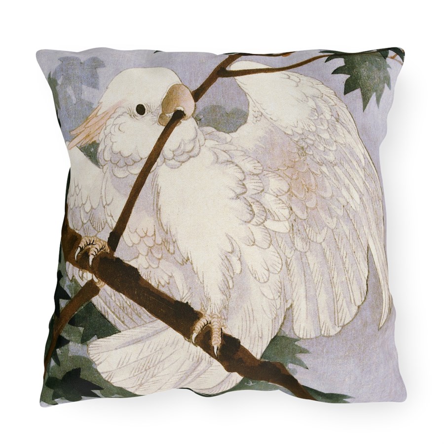 Ohara Koson Cockatoo On Branch. Outdoor Pillow J12-84