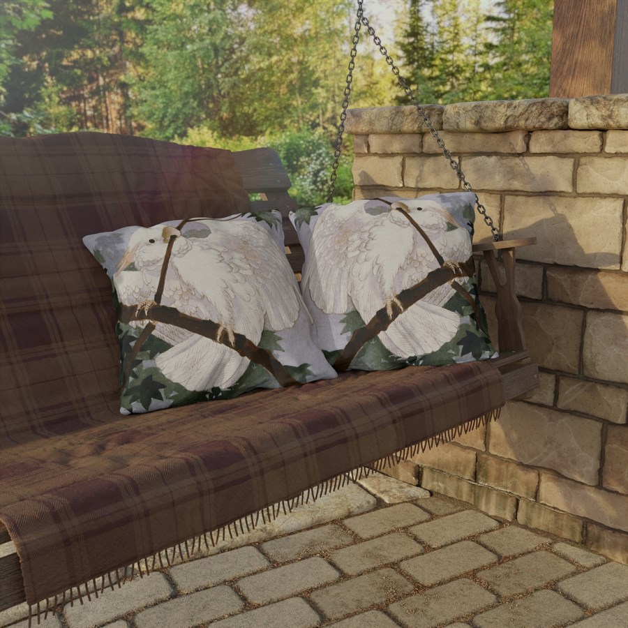 Ohara Koson Cockatoo On Branch. Outdoor Pillow J12-84 - Image 4