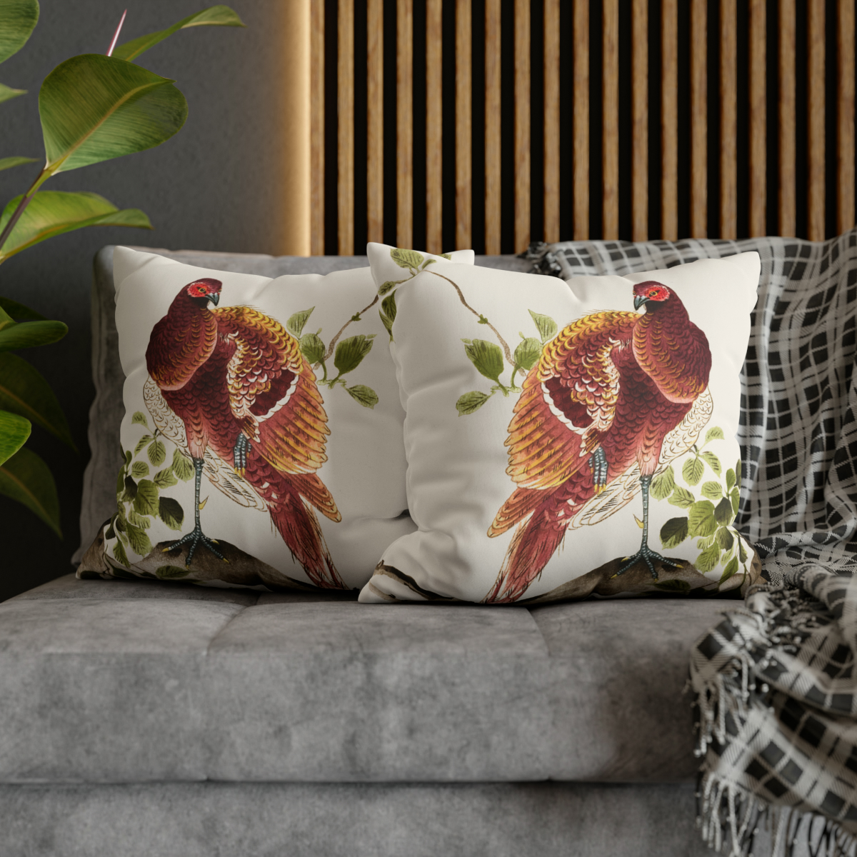 Ohara Koson Copper Pheasant On Branch - Pillow Case - Image 5