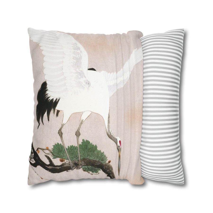 Ohara Koson Crane Nest & Pine Tree - Pillow Case