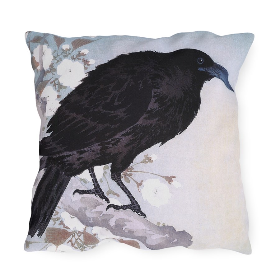 Ohara Koson Crow & Full Moon. Outdoor Pillow J12-25 - Image 2