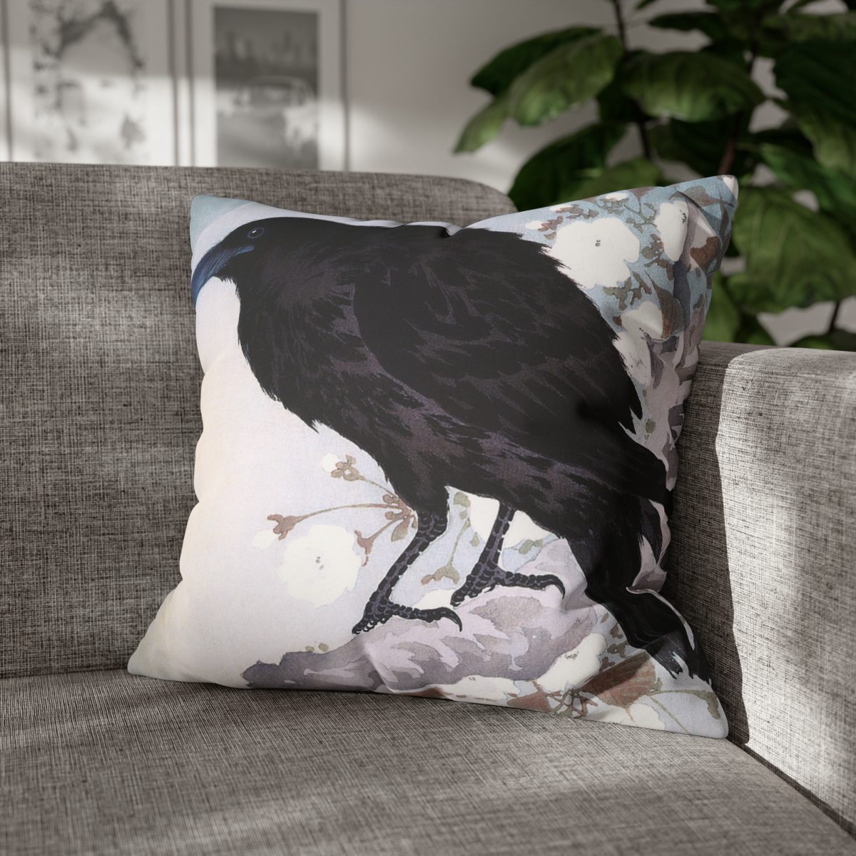 Ohara Koson Crow & Full Moon - Pillow Case - Image 4