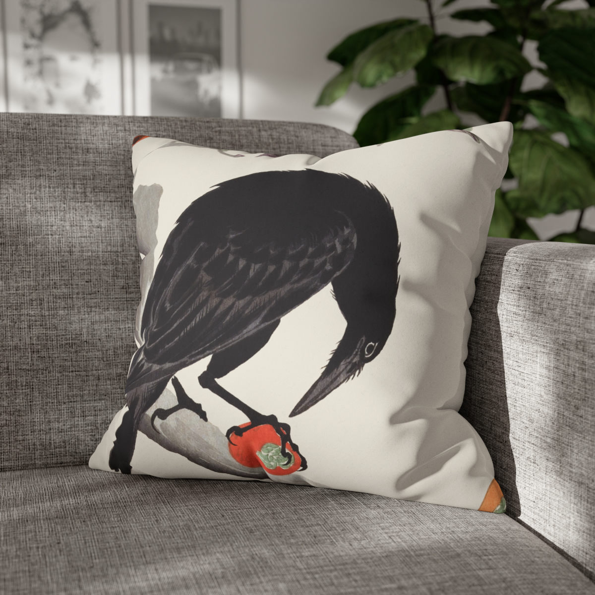 Ohara Koson Crow On Branch - Pillow Case - Image 4