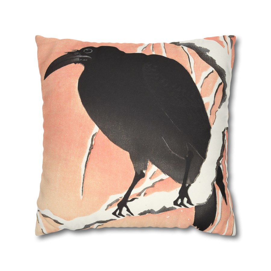 Ohara Koson Crow On Snowy Branch - Pillow Case - Image 2